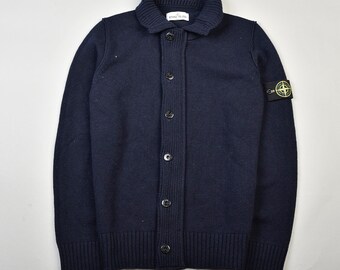 Stone Island Cardigan Wolle Strick Blau - large