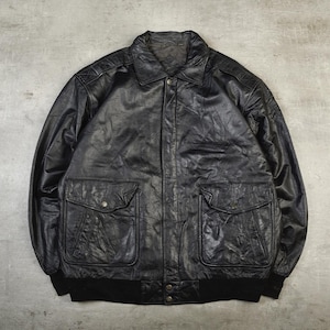 Vintage Flight Leather Bomber Jacket Black Large