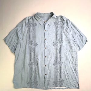 Vintage Hawaiian Shirt Light Blue XL