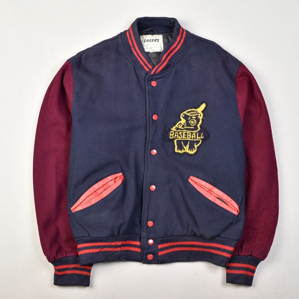 CREEKS VINTAGE VARSITY jacket blue/red - medium