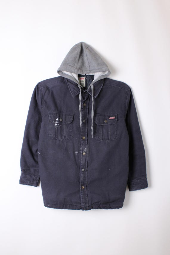 Dickies Duck Hooded Shirt Jacket Workwear Blue Large - Etsy