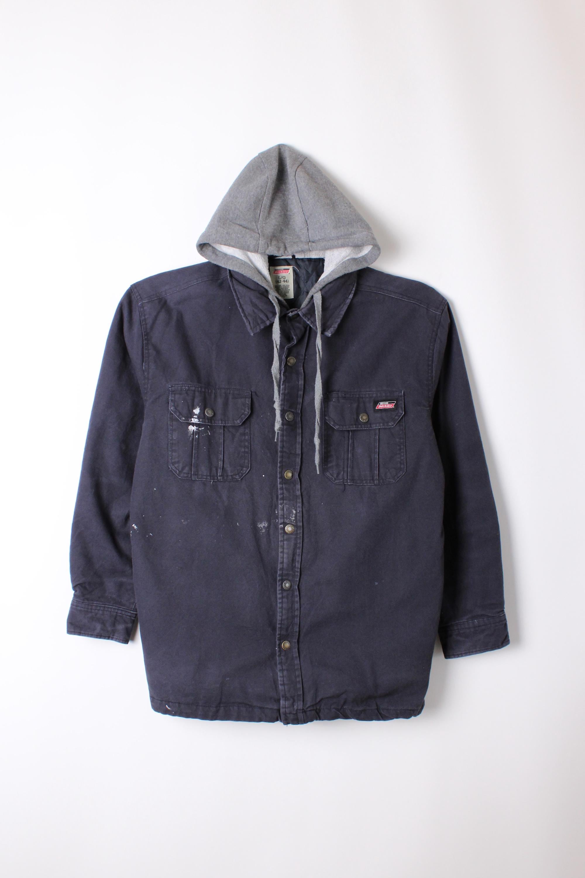 Dickies Duck Hooded Shirt Jacket Workwear Blue Large - Etsy