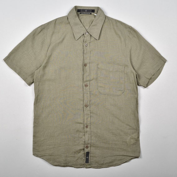 Stone Island Denims Vintage Linoflax Shirt Khaki Green Etsy UK