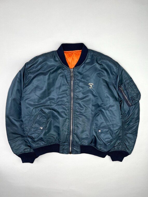 Wilker Ma-1 Bomber Jacket Blue Made in Usa Large - Etsy Wilker Ma-1 Bomber Jacket Blue Made in Usa Large - Etsy