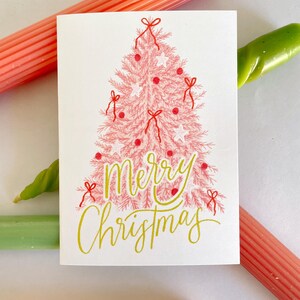 Carte de Noël sapin rose