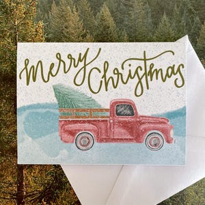 Carte de Noël camion rouge