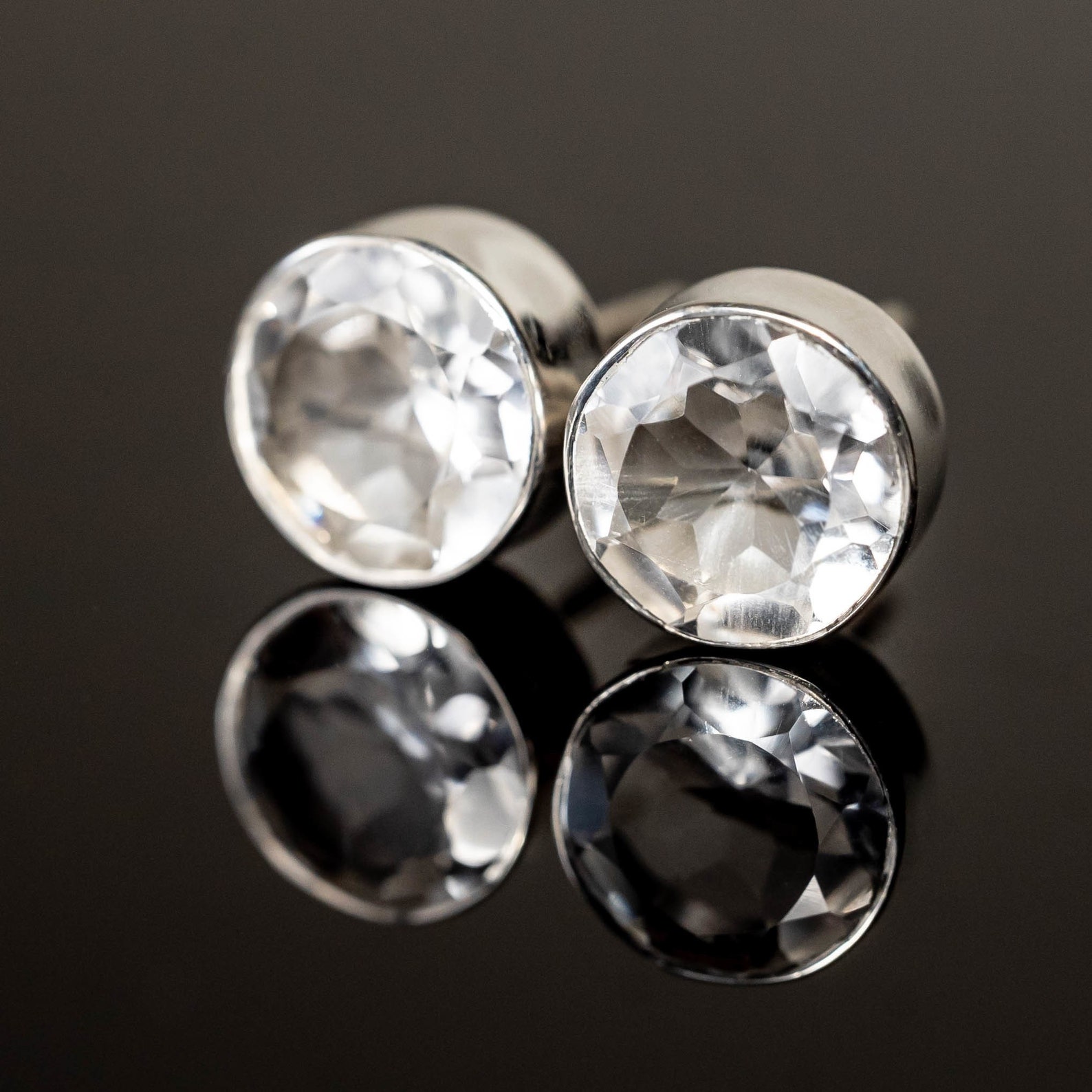 Clear quartz stud earrings Clearance