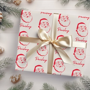 Custom Name Wrapping Paper for Christmas Gift Wrap Personalized Name Wrapping Paper for Holiday Gift Wrap Vintage Santa Wrap for Xmas Gifts