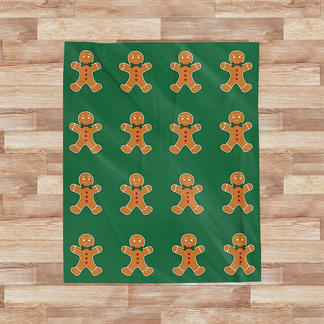 Gingerbread Man Blanket for Christmas Decor Indoor Green Throw Etsy