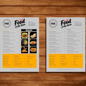 Plantilla de menú de comida para restaurante, hoteles, menú de comida rápida, plantilla de volante de menú de comida, folleto de menú de restaurante imprimible, plantilla de menú de restaurante,
