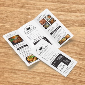 TriFold Food Menu Brochure Sjabloon, Modern Voedsel Menu Sjabloon, Restaurant Voedsel Menu Sjabloon, Eenvoudig Voedsel Menu Sjabloon