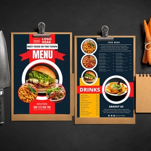 Modelo de menu de comida editável Canva, modelo de menu de comida, menu de comida, menu de café, menu de comida canva, menu de restaurante, modelo de menu de restaurante