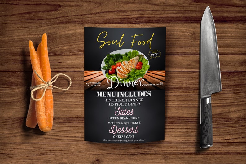 Soul Food Menu Flyer Template, Food Dinner Fundraising Flyer Soul Food Menu Flyer Template, Food Dinner Fundraising Flyer