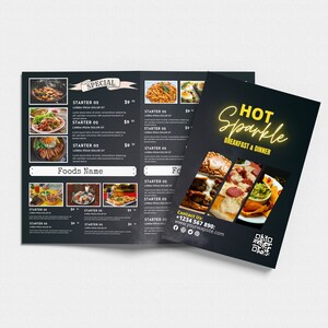 Plantillas de folletos plegables para restaurantes, menú de comida de restaurante, plantilla de menú de restaurante imprimible, plantilla de menú de comida, plantilla de menú de barra de bricolaje