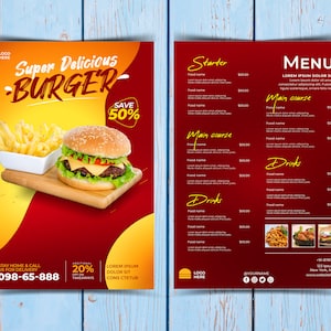 menu de comida, modelo de menu de comida, modelo de menu de restaurante, menu de restaurante, modelo de menu de pizza, menu de hambúrguer, food truck, modelo de menu de café