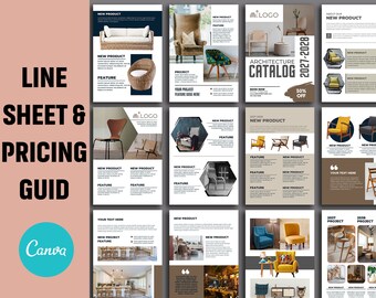 Line Sheet and Pricing & Services Guide Template Canva, Line Sheet Template, Wholesale Catalogue, Wholesale Line Sheet, Price List Template