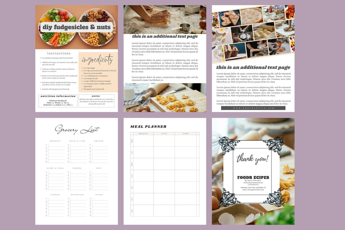 Printable Cookbook Template Canva, Cookbook Template Printable ...