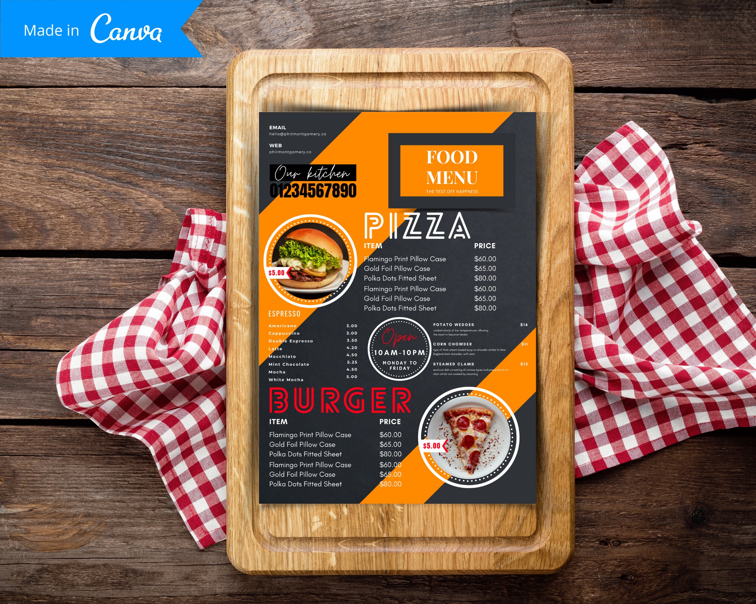 Food menu template canva food menu templatefood menu Etsy
