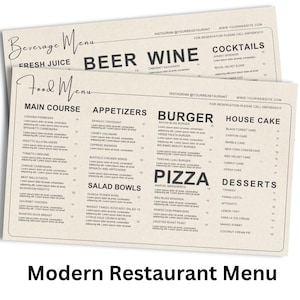 Plantilla de menú de restaurante minimalista, plantilla de menú editable, lista de precios, menú minimalista, letrero de bienvenida de restaurante