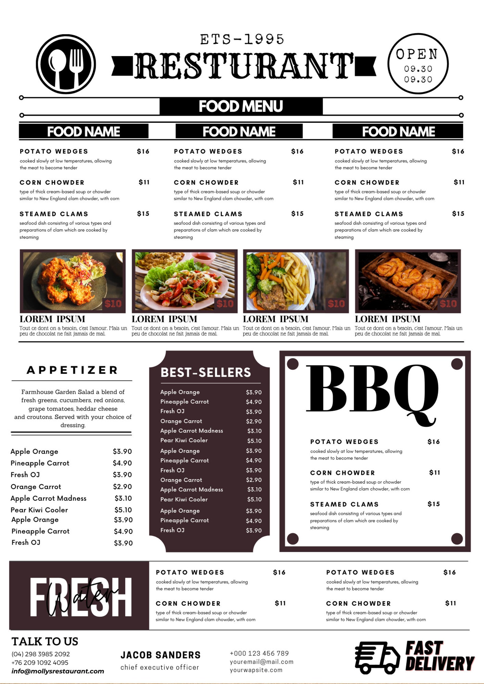 Food menu templaterestaurant menufood menumenu Etsy