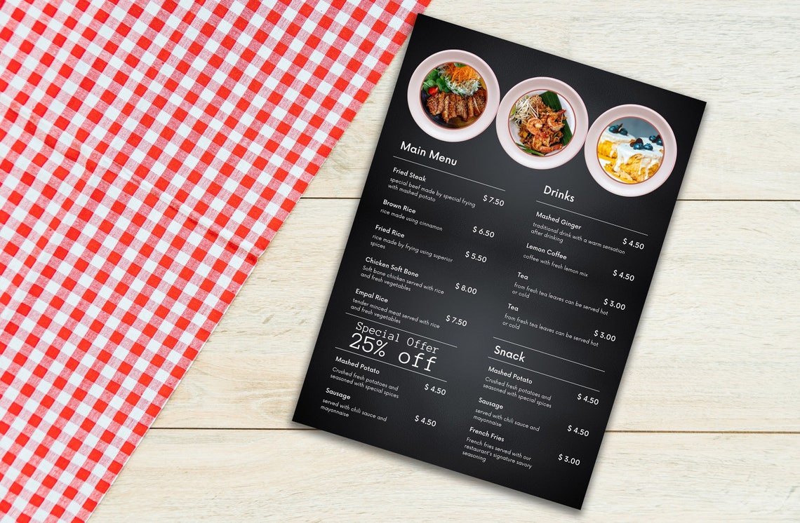 Modern Food Menu Template, Restaurant Menu Template, Restaurant Food