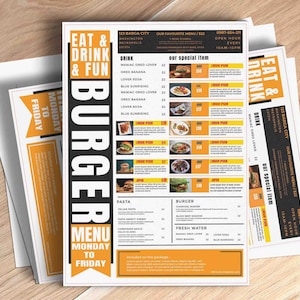 plantilla de menú de alimentos, folleto de comida, plantilla de menú de alimentos psd, folleto del menú de alimentos, menú resturaunt, menú de hamburguesas