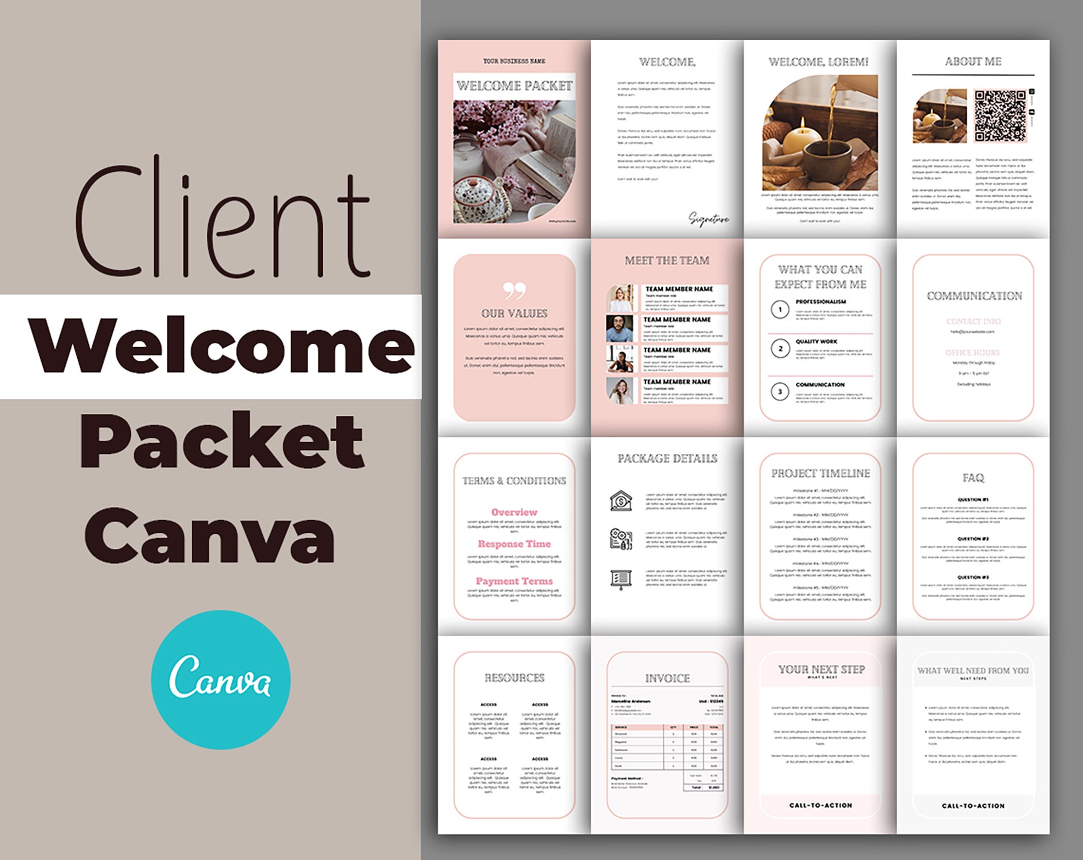 Editable Client Packet Template, Canva Editable Virtual
