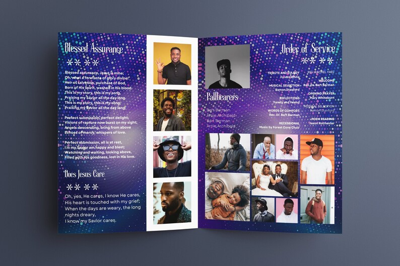 8 Page Editable Funeral Program Template, Memorial Service Template, 8