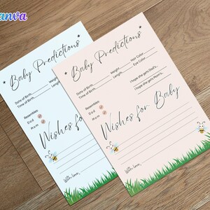 Modèle de carte imprimable prédictions et souhaits de bébé