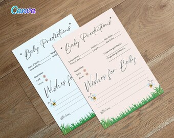 Baby Shower Predictions and Advice Cards Editable Baby Prediction Card ...