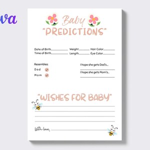 de carte de voeux de bébé minimaliste imprimable | Conseils et souhaits des futurs parents | Prédictions et conseils pour bébé