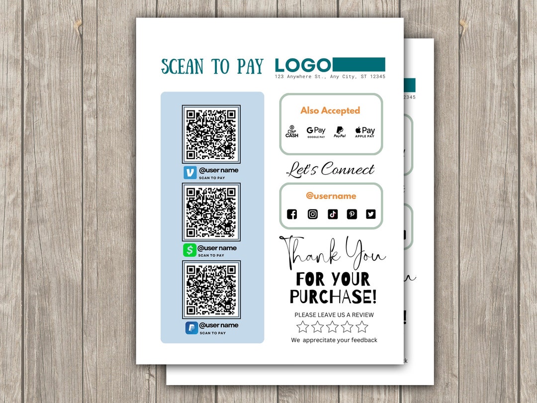 QR Code Scan to Pay Template, Payment Sign Template, Scan to Pay Sign