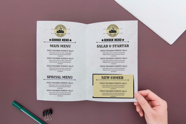 8 PAGE Minimalist Restaurant Menu Template, Simple Food & Drink Menu ...
