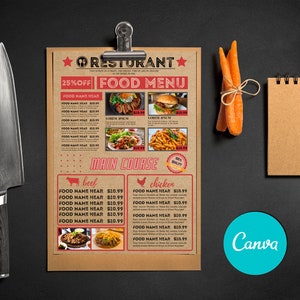 Printable Restaurant Menu Template, Food Shop Menu,bar Menu,food Menu ...