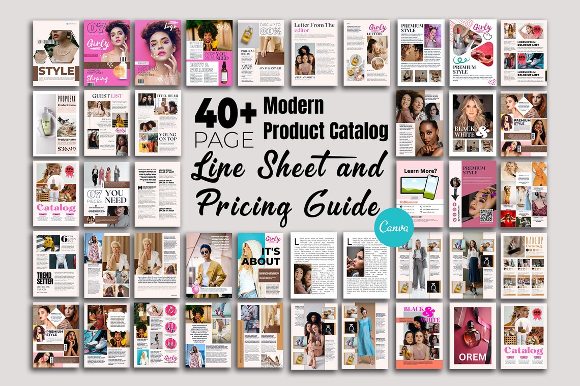 Editable Modern Product Catalog & Line Sheet Templates, Editable