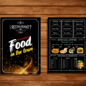 menu de comida, modelo de menu de comida, modelo de menu de restaurante, menu de restaurante, modelo de menu de pizza, menu de hambúrguer, food truck, modelo de menu de café