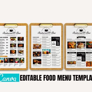 plantilla de menú de comida canva, plantilla de menú de restaurante, plantilla de menú de restaurante moderno, plantilla de menú de comida rápida