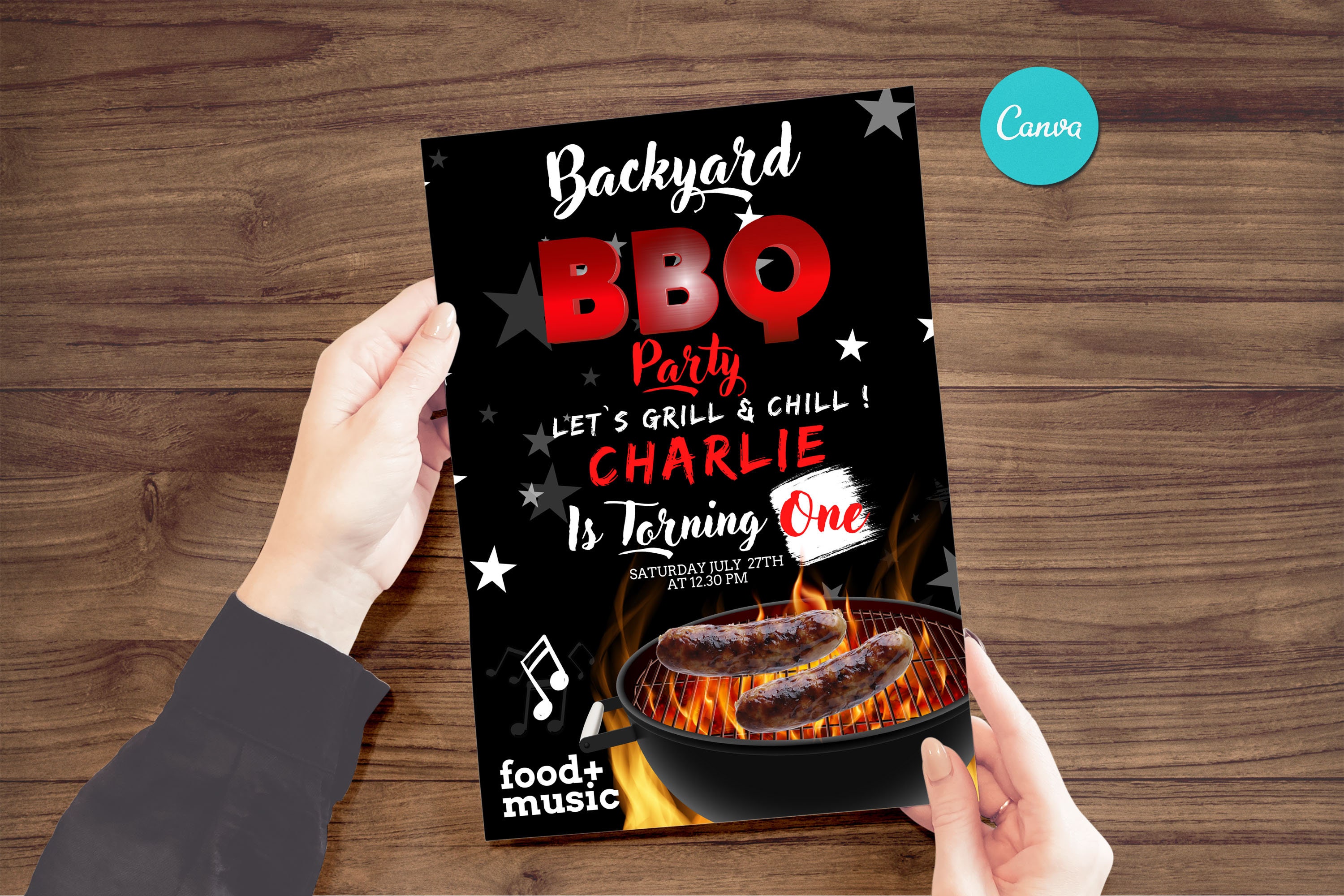 Barbeque Invitation, Editable Template, Editable BBQ Invitation, BBQ