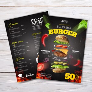 menú de comida de hamburguesa, plantilla de menú de comida, plantilla de menú de restaurante, menú de restaurante, plantilla de menú de pizza, camión de comida, plantilla de menú de café