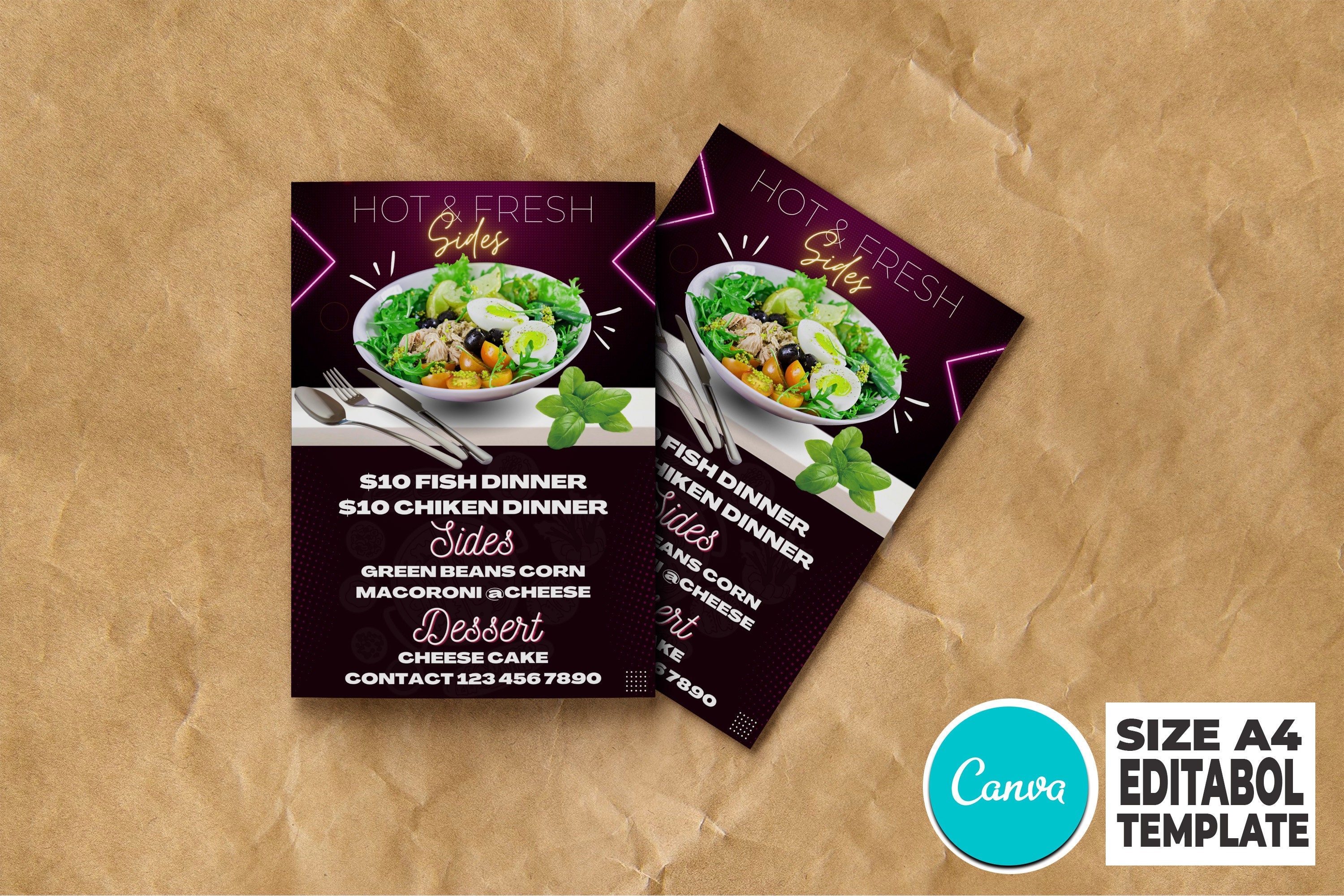 Soul Food Menu Flyer Canva Template, Food Dinner Fundraising Flyer