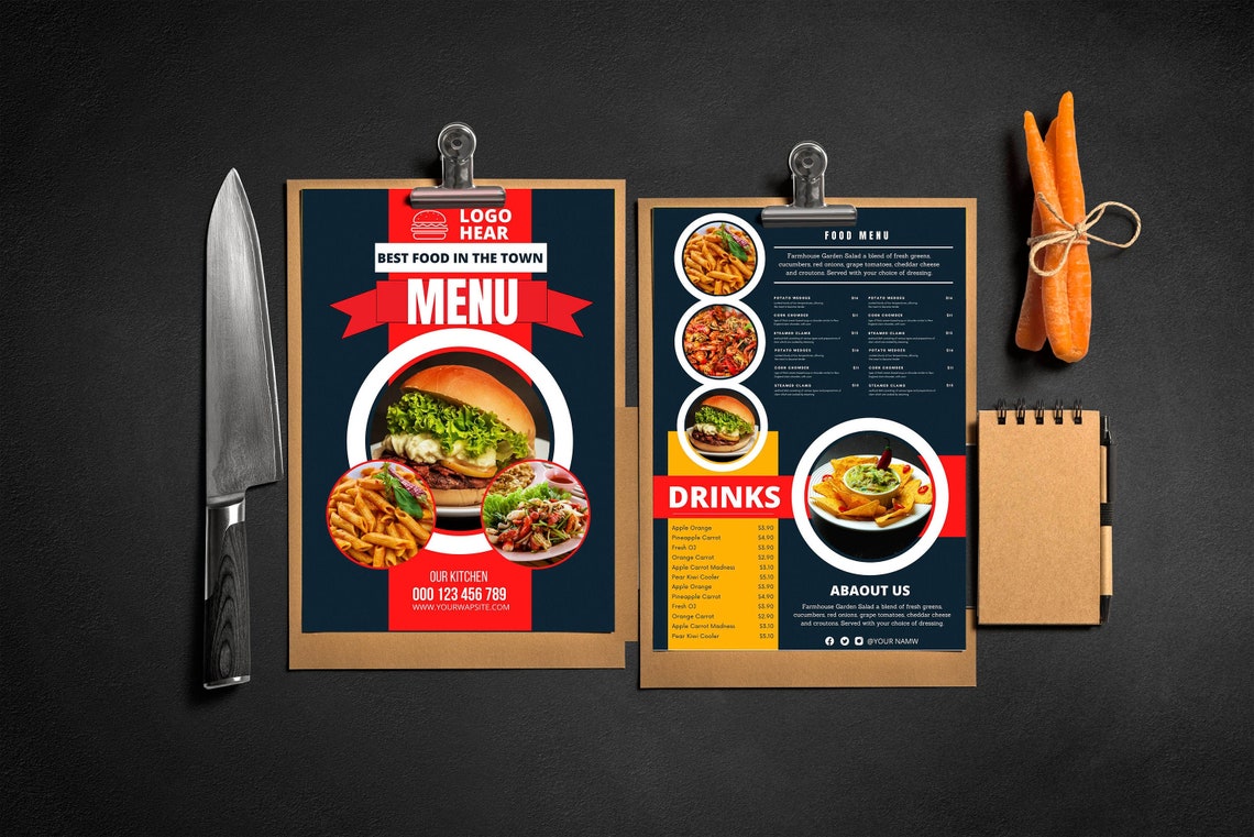 Canva Editable Food Menu Template Food Menu Template Food Etsy Canada