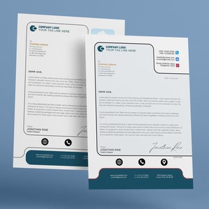 Plantilla de membrete moderno, plantilla de membrete imprimible, membrete corporativo profesional imprimible editable - CANVA