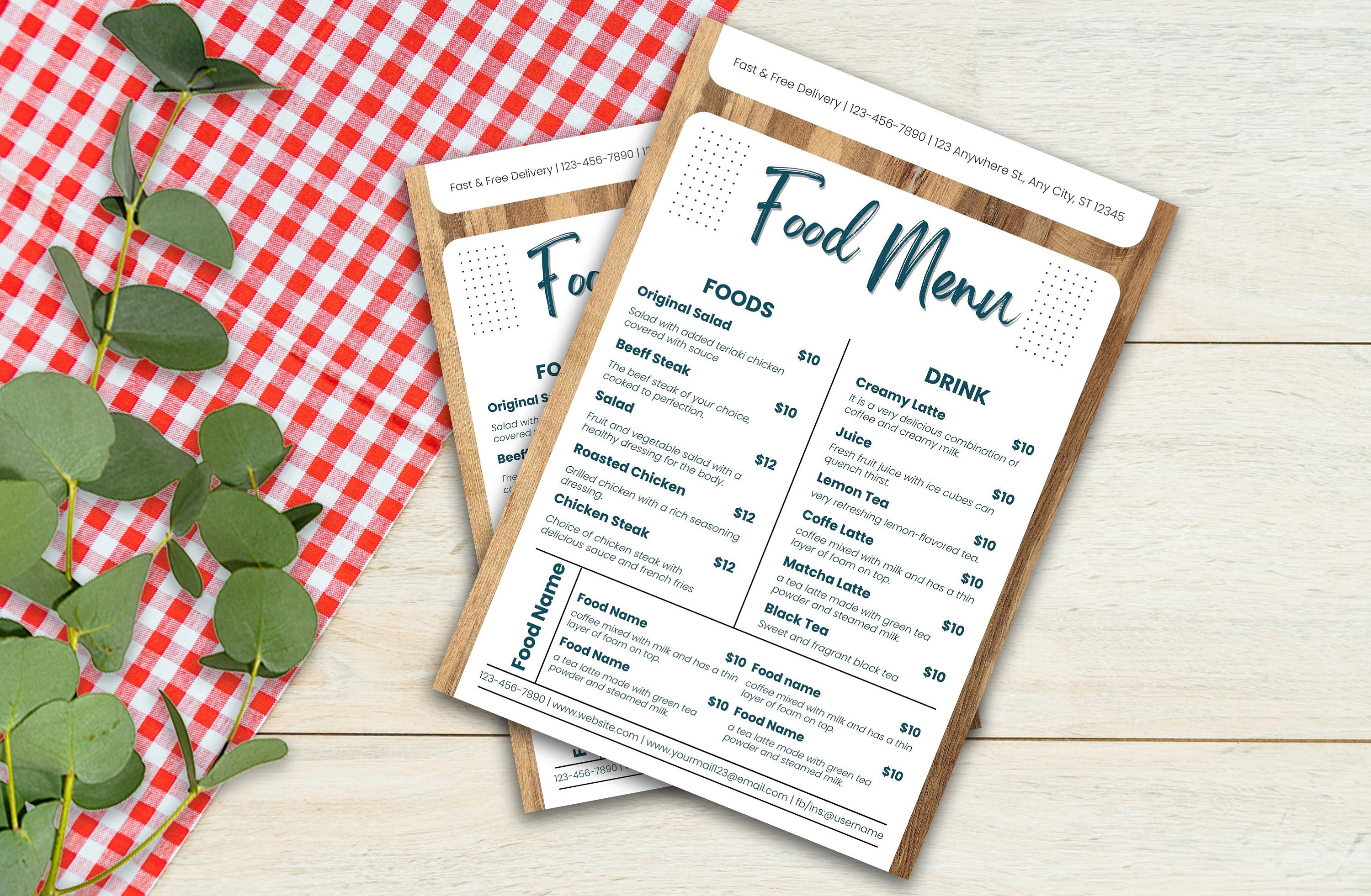 Restaurant Food Menu, Editable DIY Template Price,minimalist Restaurant ...