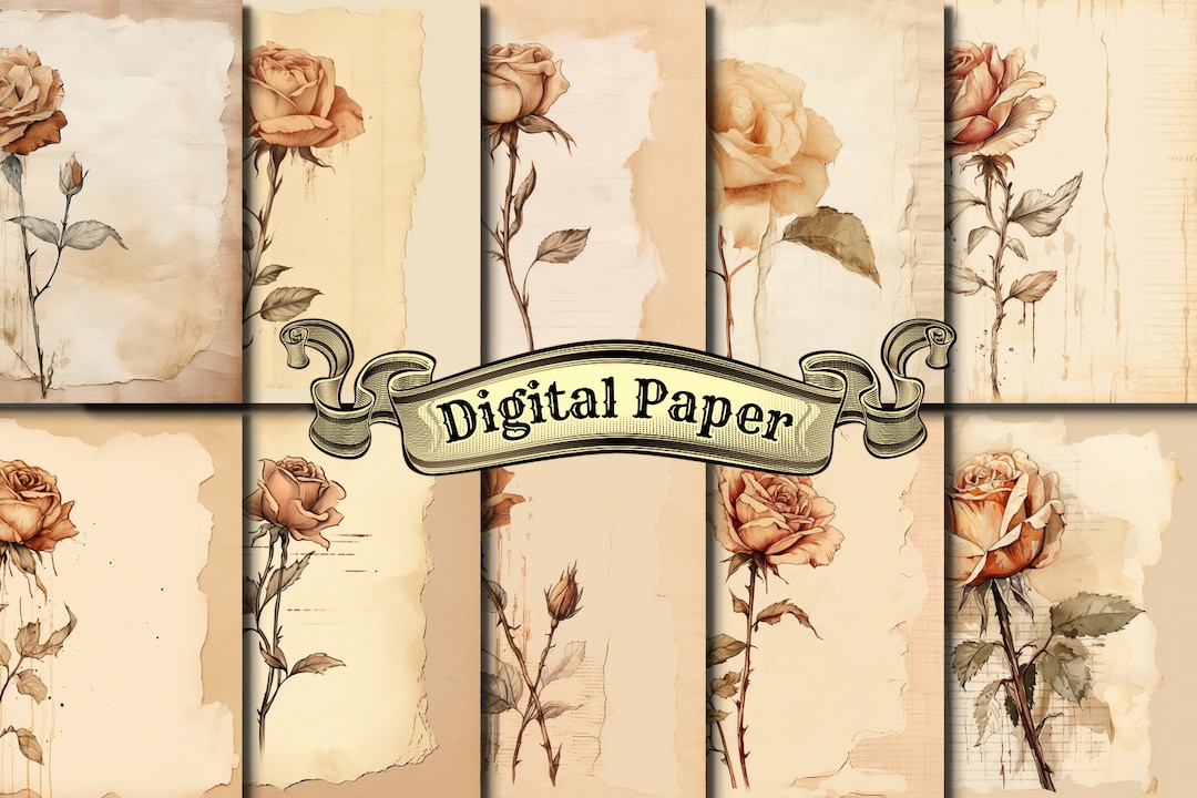 Vintage Rose Junk Journal Digital Paper Pack - Etsy