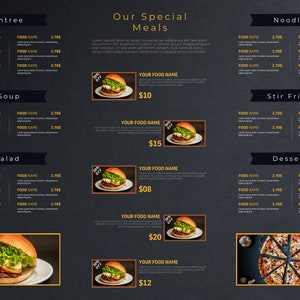 Trifold Menu Template | Editable Food Menu Template | Bakery Menu ...