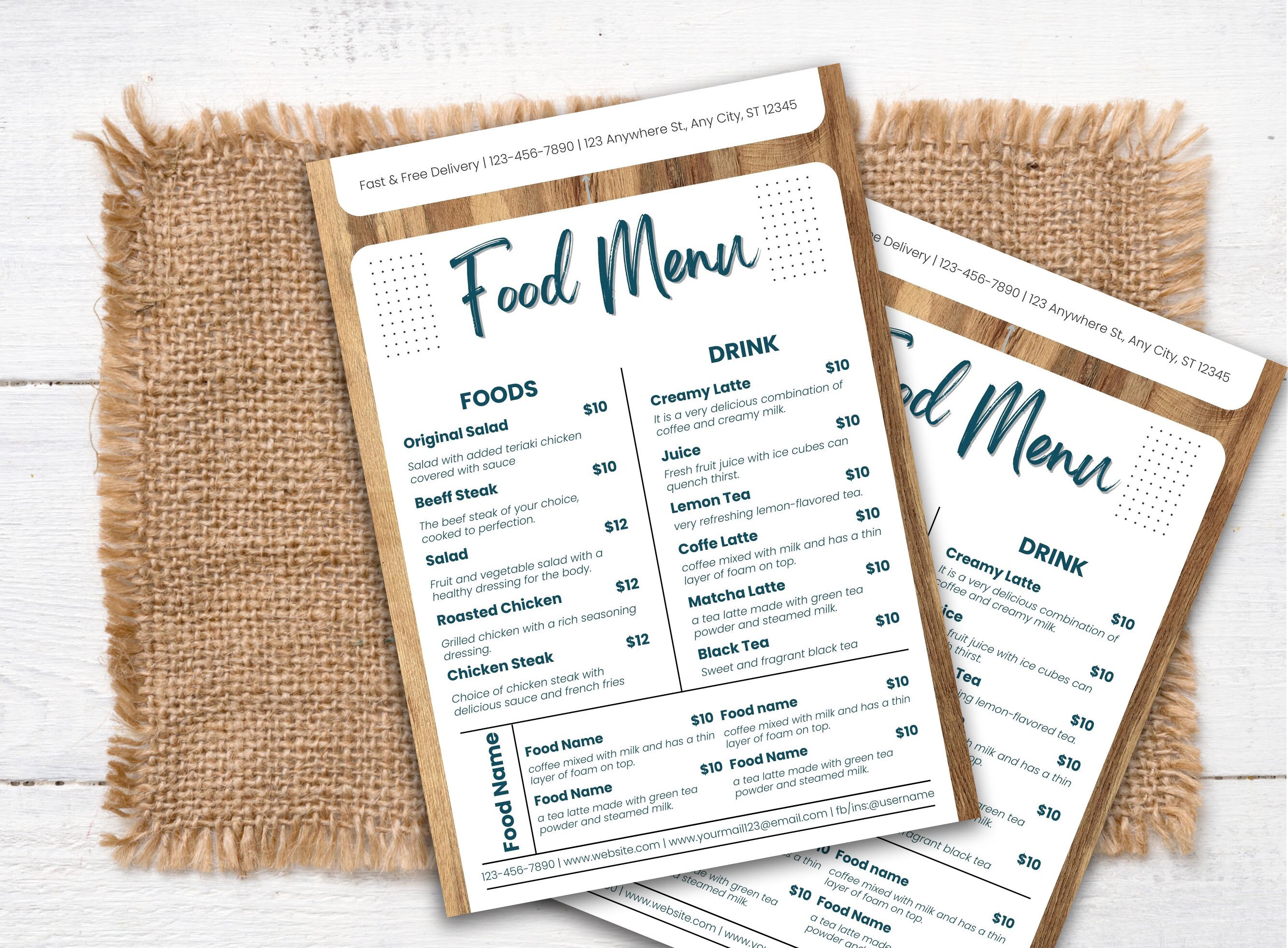 Restaurant Food Menu, Editable DIY Template Price,minimalist Restaurant ...
