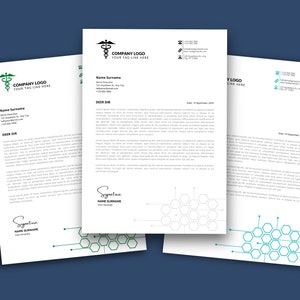 Plantilla de membrete moderno, membrete de médico, papelería de enfermera, membrete, plantilla, editable, médico