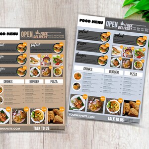 Menüvorlage, Menüvorlage, Lebensmittelmenü, Canva-Vorlage, Rezeptbuchvorlage, Menükarten, Restaurantmenü, Fischmenü,