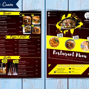 plantilla de menú de comida editable, plantilla de menú de comida, menú de comida, menú de restaurante, plantilla de canva, menú de camión de comida, plantilla de menú de camión de comida