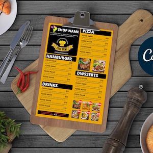 Plantilla de menú para restaurante, hoteles, cafetería, menú de comida rápida, plantilla de volante de menú de comida, folleto de restaurante imprimible, plantilla de menú de restaurante,